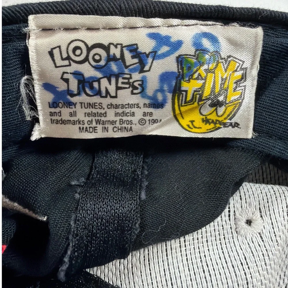 Vintage 1994 Looney Tunes Bugs Bunny Taz Snapback Hat Black Prime Time 90s Cap